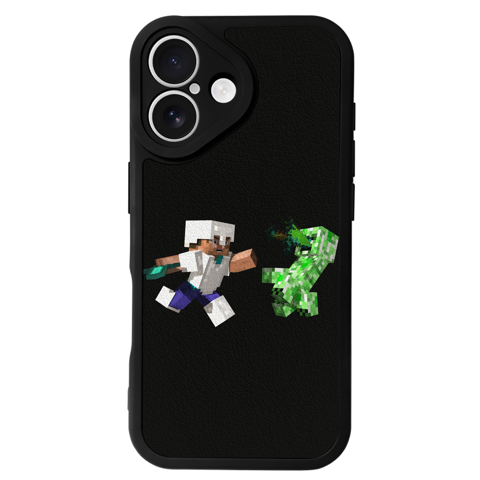 （画像用） マインクラフト ブロックの世界 Minecraft MC Block world 【iPhone 16シリーズ対応】シリコンスマホケース（レザー調） 材質：シリコン
